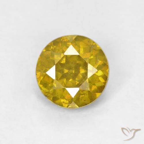 0.91ct Natural amarelo médio Esfalerita, Redondo, VS-SI