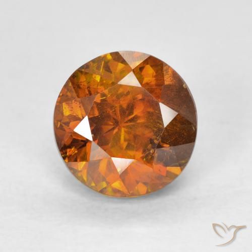 Esfalerita laranja de 2,27 quilates, corte redondo de 7,3 mm da Espanha, Photo A