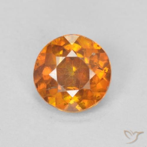 0.64ct Natural Medium Dark-Orange Esfalerita, Redondo, SI-I1