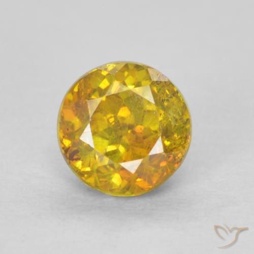 0.67ct Natural amarelo médio Esfalerita, Redondo, SI-I1