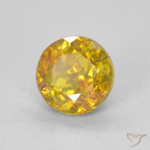 Esfalerita amarelo médio Natural 0.67ct, Redondo, SI-I1