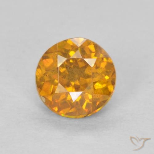 0.51ct Natural Laranja Profundo-Ouro Esfalerita, Redondo, SI-I1