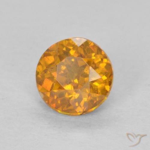 Esfalerita Laranja Profundo-Ouro Natural 0.51ct, Redondo, SI-I1