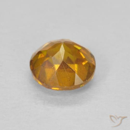 Esfalerita Laranja Profundo-Ouro Natural 0.51ct, Redondo, SI-I1
