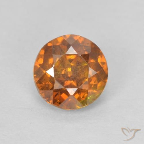 0.82ct Natural Laranja Médio Esfalerita, Redondo, SI-I1