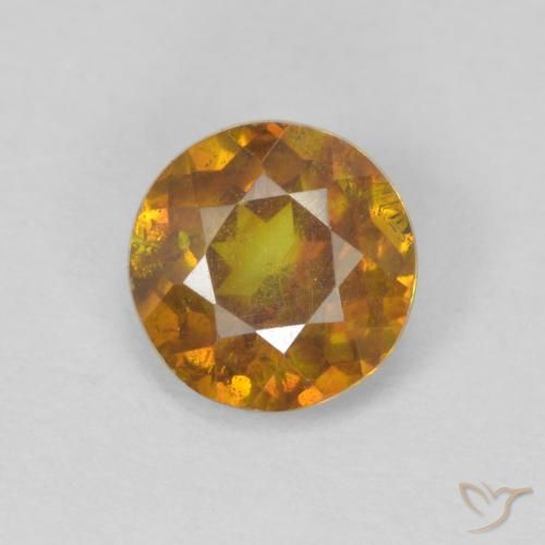 0.95ct Natural Marrom dourado Esfalerita, Redondo, SI-I1