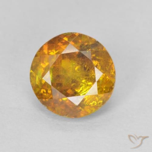 1.24ct Natural Marrom dourado Esfalerita, Redondo, SI-I1