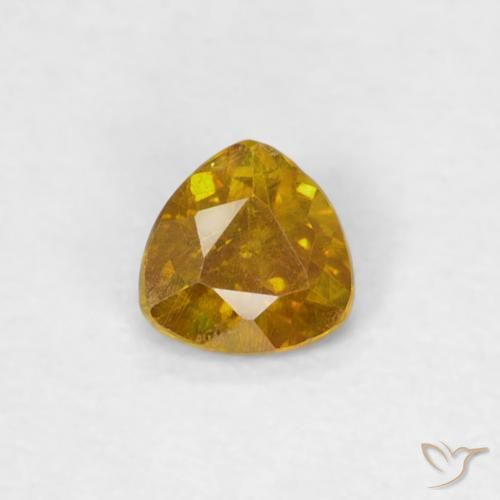 0.19ct Natural ouro médio Esfalerita, Trilhão, SI-I1