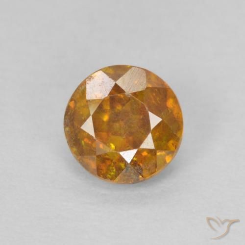 0.59ct Natural Laranja Profundo-Ouro Esfalerita, Redondo, SI-I1