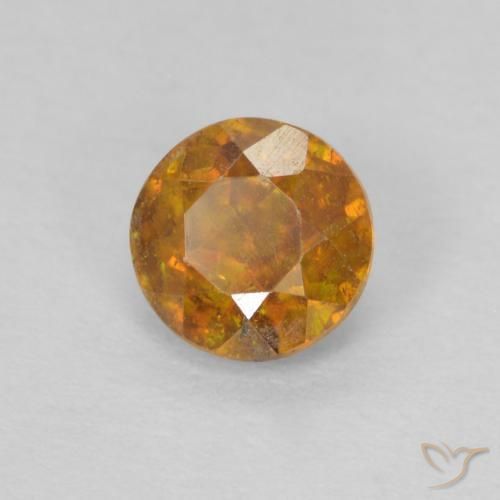 Esfalerita Laranja Profundo-Ouro Natural 0.59ct, Redondo, SI-I1