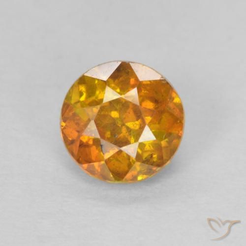 0.71ct Natural Laranja Profundo-Ouro Esfalerita, Redondo, SI-I1