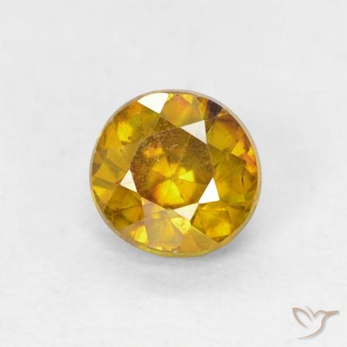 0.59ct Natural Amarelo acastanhado Esfalerita, Redondo, SI-I1