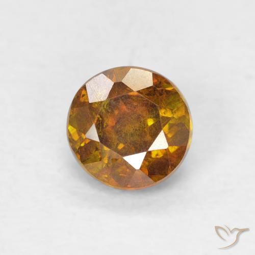 0.61ct Natural Marrom dourado Esfalerita, Redondo, SI-I1