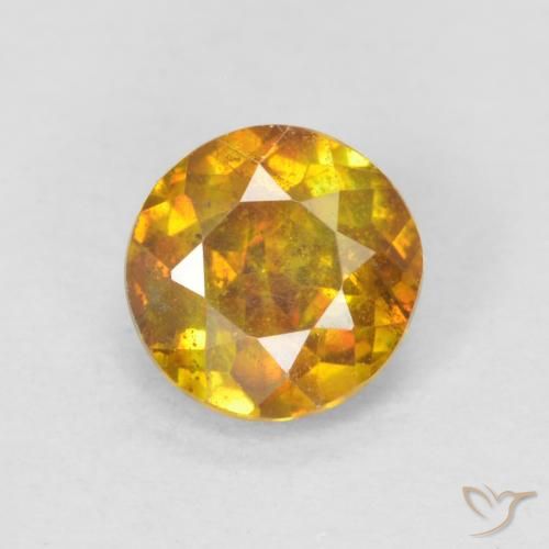0.66ct Natural Laranja escuro-dourado Esfalerita, Redondo, SI-I1