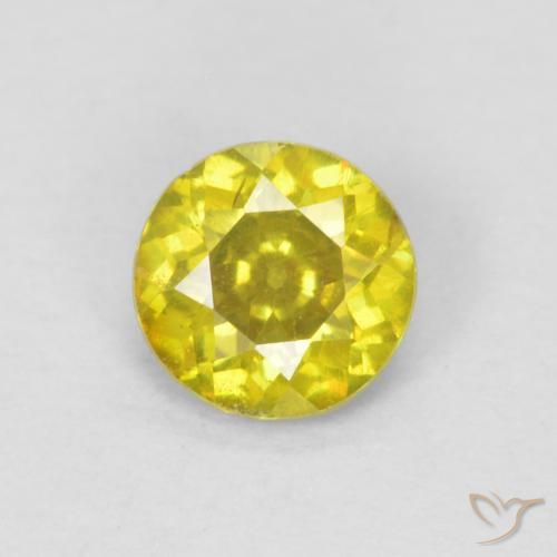 0.47ct Natural Amarelo acastanhado Esfalerita, Redondo, SI-I1
