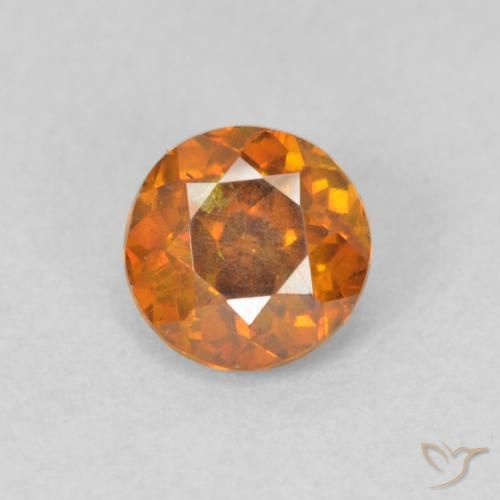 0.58ct Natural laranja marrom Esfalerita, Redondo, VS-SI