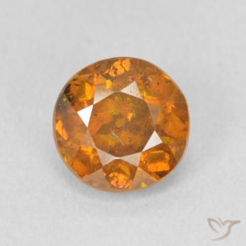 1.37ct Natural laranja marrom Esfalerita, Redondo, VS-SI