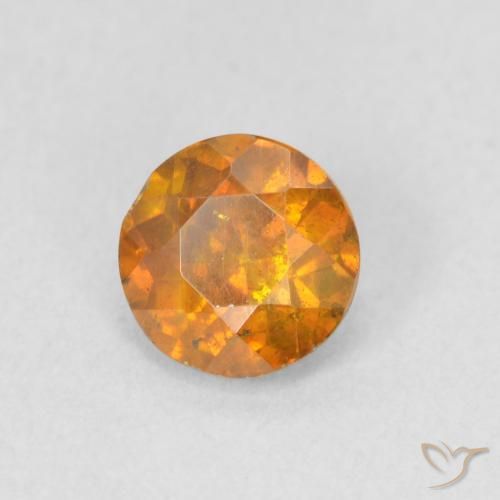 Esfalerita Laranja Médio Natural 0.85ct, Redondo, VS-SI