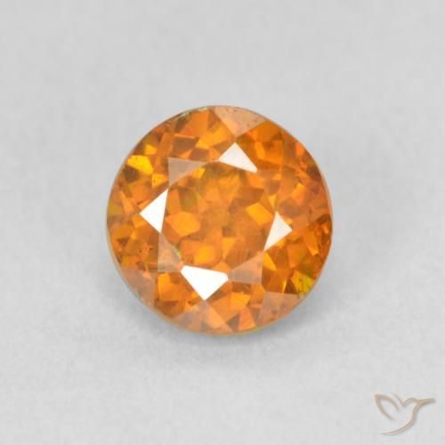 1.06ct Natural Laranja brilhante Esfalerita, Redondo, VS-SI