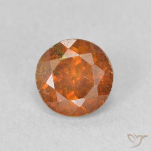0.65ct Natural Laranja Profundo Esfalerita, Redondo, SI