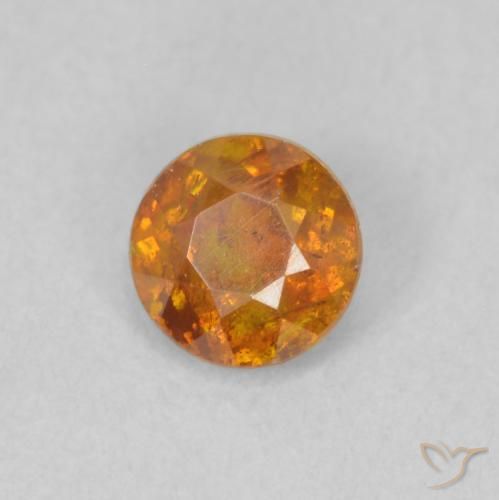 Esfalerita Laranja Médio Natural 0.46ct, Redondo, SI