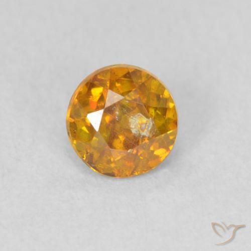 0.44ct Natural Laranja escuro Esfalerita, Redondo, SI
