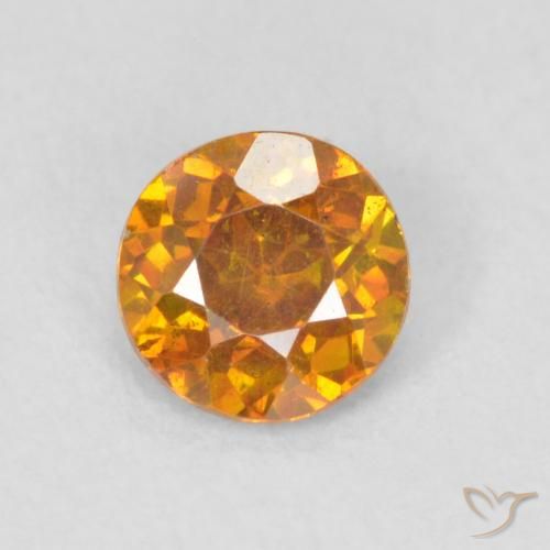 0.47ct Natural Laranja Profundo Esfalerita, Redondo, SI