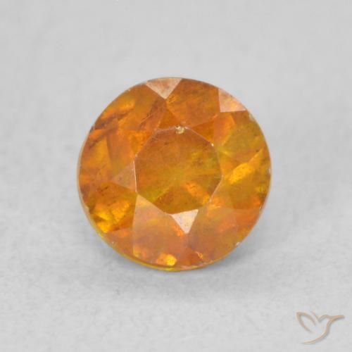 0.61ct Natural Laranja Médio Esfalerita, Redondo, VS-SI