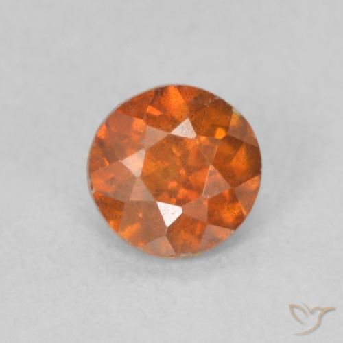 0.61ct Natural Laranja Médio Esfalerita, Redondo, SI