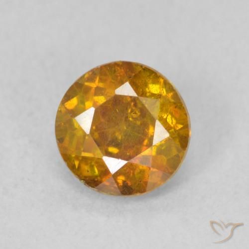 0.80ct Natural Laranja Profundo Esfalerita, Redondo, SI