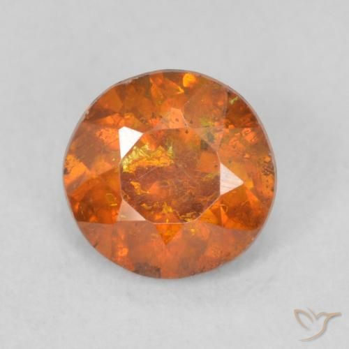 0.62ct Natural Laranja Médio Esfalerita, Redondo, SI