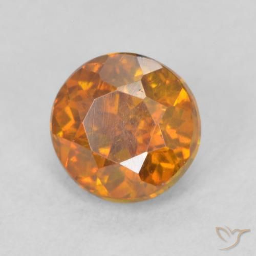 0.64ct Natural terra laranja Esfalerita, Redondo, SI