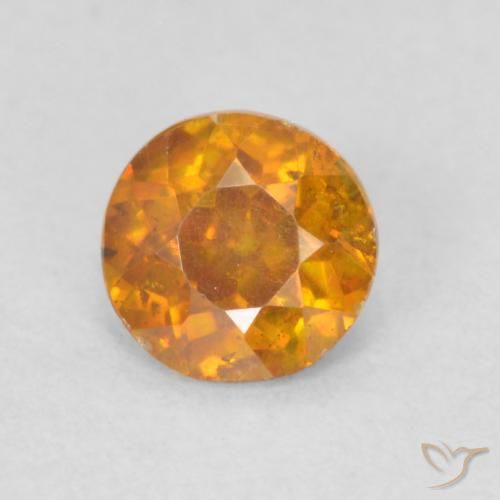 0.42ct Natural Laranja Médio Esfalerita, Redondo, SI