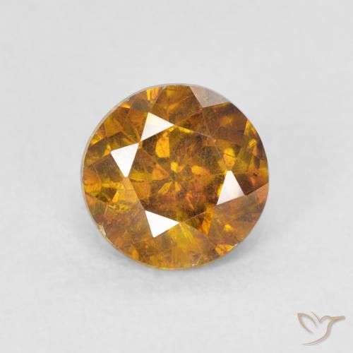 0.92ct Natural Marrom dourado Esfalerita, Redondo, VS-SI