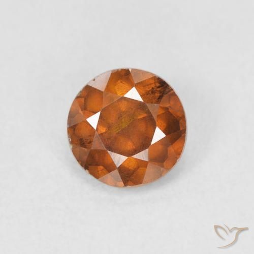 0.62ct Natural Laranja escuro Esfalerita, Redondo, VS-SI