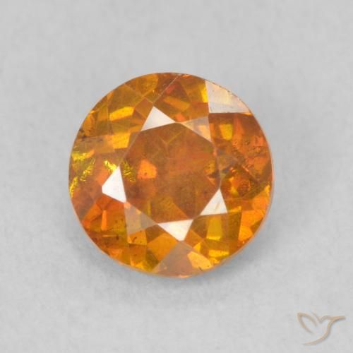 0.77ct Natural âmbar laranja Esfalerita, Redondo, SI
