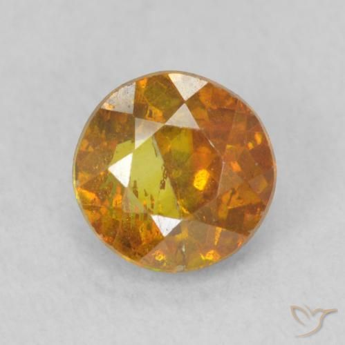 0.91ct Natural Laranja Médio Esfalerita, Redondo, SI