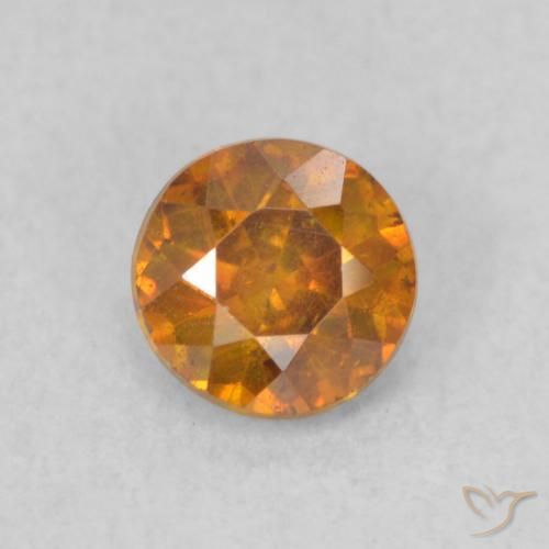Esfalerita laranja de 0,53 quilates, corte redondo de 4,6 mm da Espanha, Photo A