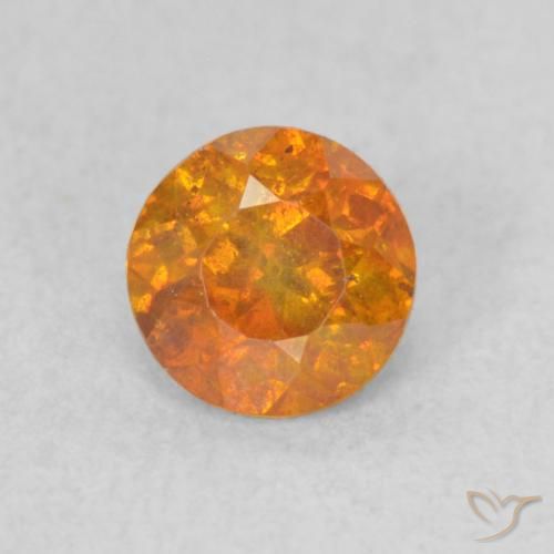 0.70ct Natural âmbar laranja Esfalerita, Redondo, SI