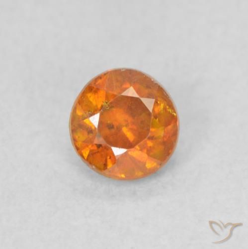0.34ct Natural âmbar laranja Esfalerita, Redondo, SI