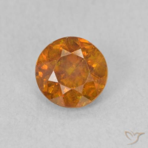 0.53ct Natural Laranja Médio Esfalerita, Redondo, SI