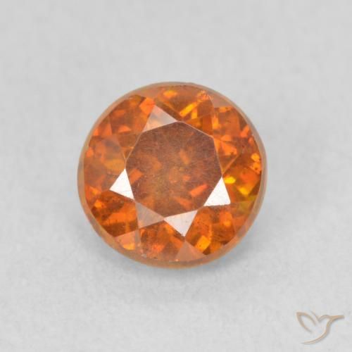 0.94ct Natural Medium Dark-Orange Esfalerita, Redondo, VS