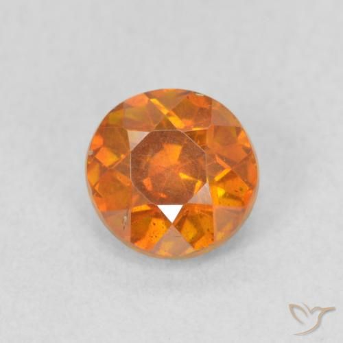 0.75ct Natural Laranja amarelado Esfalerita, Redondo, VS-SI