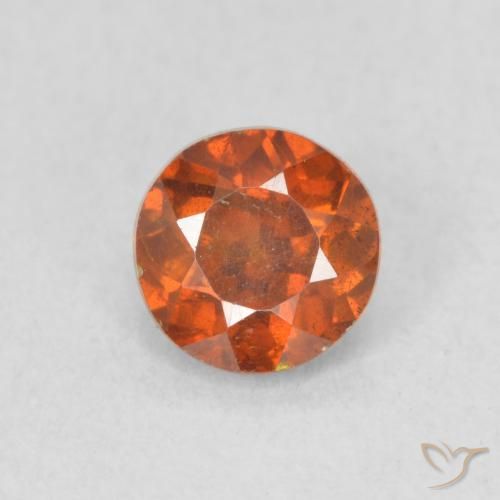 0.68ct Natural laranja avermelhado Esfalerita, Redondo, VS-SI