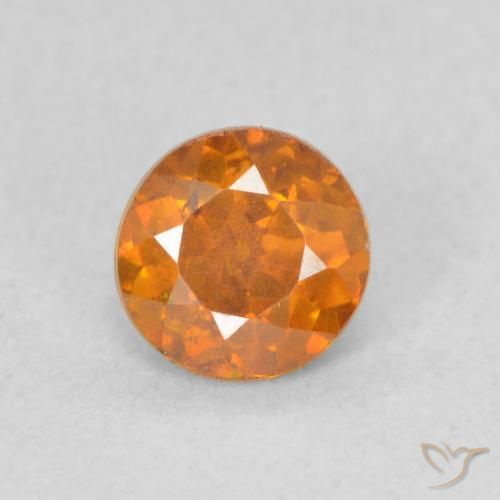 0.57ct Natural Laranja Intenso Esfalerita, Redondo, VS-SI