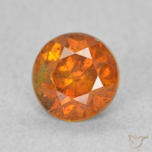 0.63ct Natural Laranja Médio Esfalerita, Redondo, SI