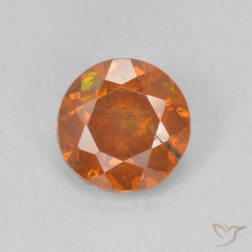 0.85ct Natural Medium Dark-Orange Esfalerita, Redondo, SI