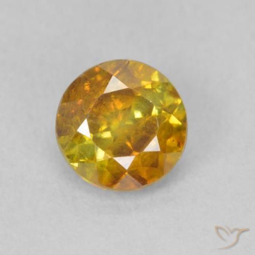 0.81ct Natural Marrom dourado Esfalerita, Redondo, SI