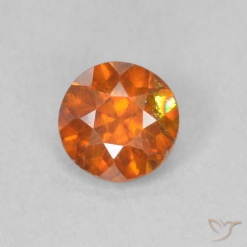 0.42ct Natural Laranja Profundo Esfalerita, Redondo, SI