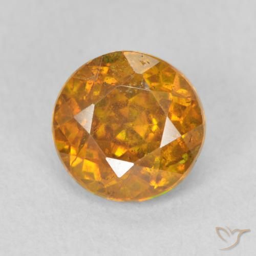 Esfalerita laranja de 1,37 quilates, corte redondo de 6,4 mm da Espanha, Photo A